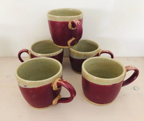 סט 5 ספלים גלזורה בורדו מט