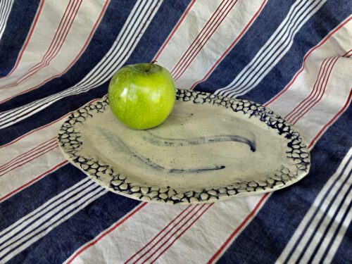 מגש גבינות אובלי עיטור כחול